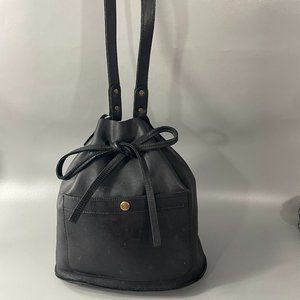La Lisette Black Leather Bucket Bag